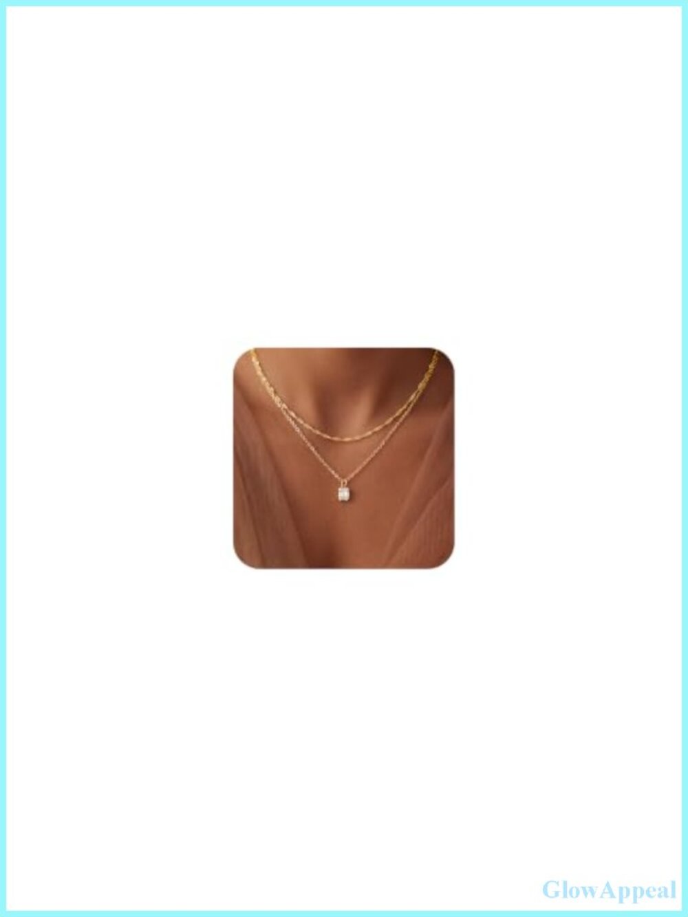 14K Gold Plated Layered Necklace Set CZ Pendant